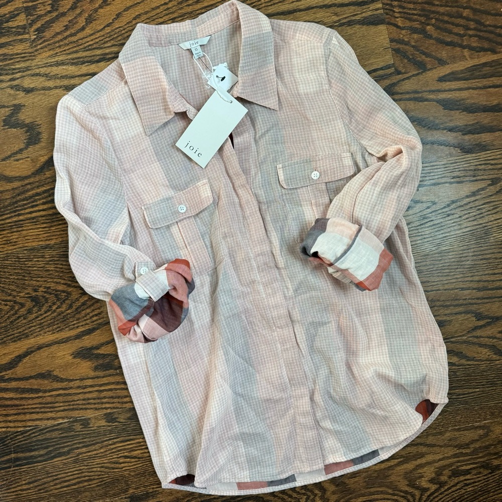NWT - Joie soft cotton button down shirt check & plaid shirt